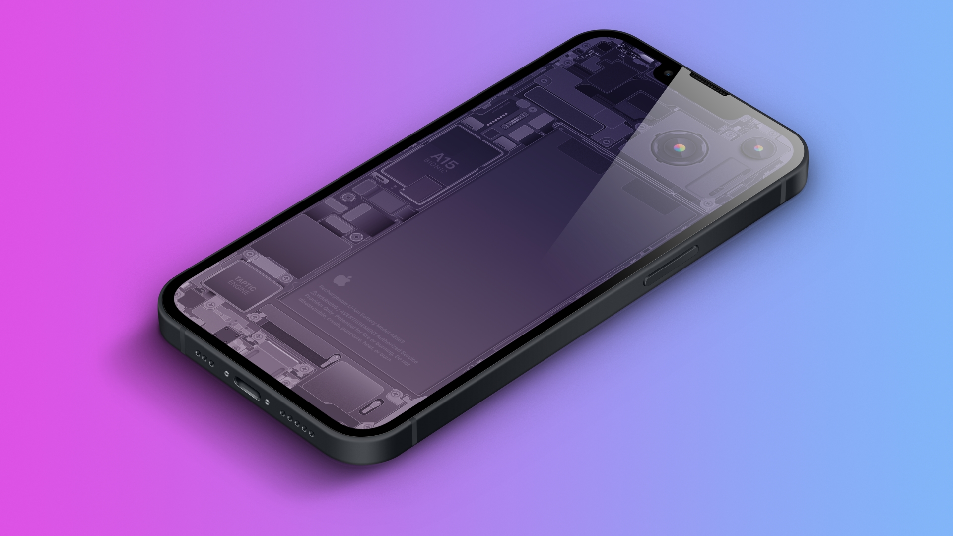 Обновлено] Обои со схематичным изображением компонентов iPhone 14, 14 Plus,  14 Pro и 14 Pro Max