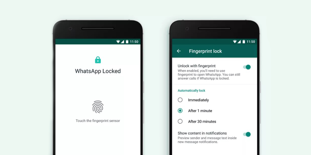 В мессенджере WhatsApp на Android заработала функция блокировки отпечатком пальца
