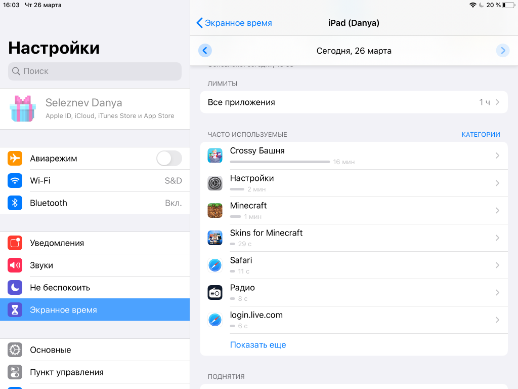 Экранное время персонажа. Настройки Apple. Экранное время IPAD. Экранное время на айпаде. Ограничения в настройках Эппл.